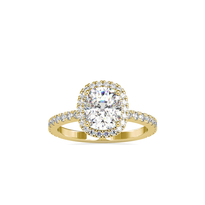 3.04Ct Cushion Cut Halo Lab-Grown Diamond Gold Ring
