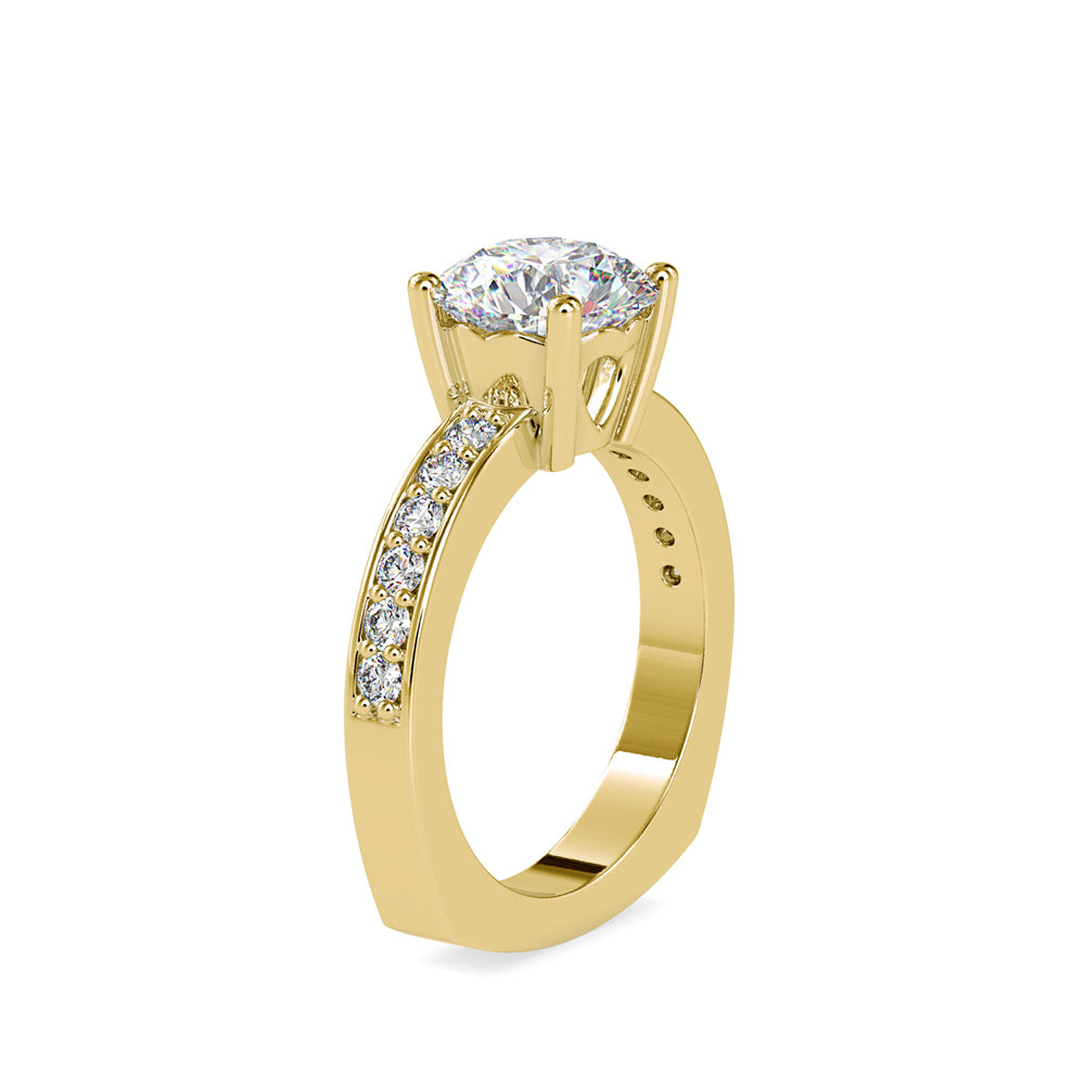 2.11Ct Round Cut Solitaire Lab Grown Diamond Gold Ring