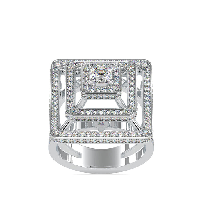 1.76Ct Princess Cut Halo Lab Grown Diamond Gold Ring