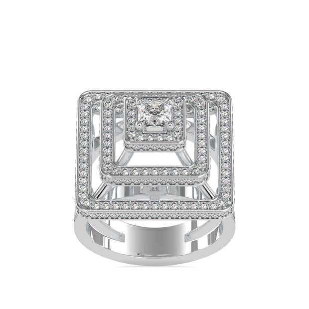 1.76Ct Princess Cut Halo Lab Grown Diamond Gold Ring