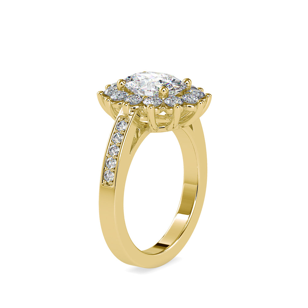 2.41Ct Oval Cut Halo Lab Grown Diamond Gold Ring