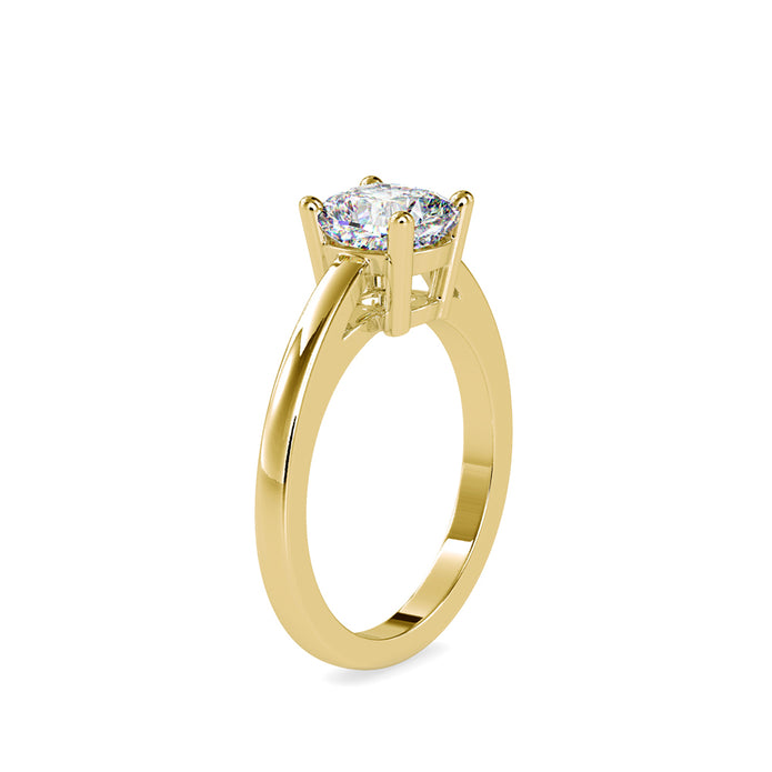 1.39Ct Cushion Cut Solitaire Lab Grown Diamond Gold Ring