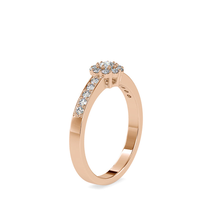 0.42Ct Round Cut Halo Lab Grown Diamond Gold Ring