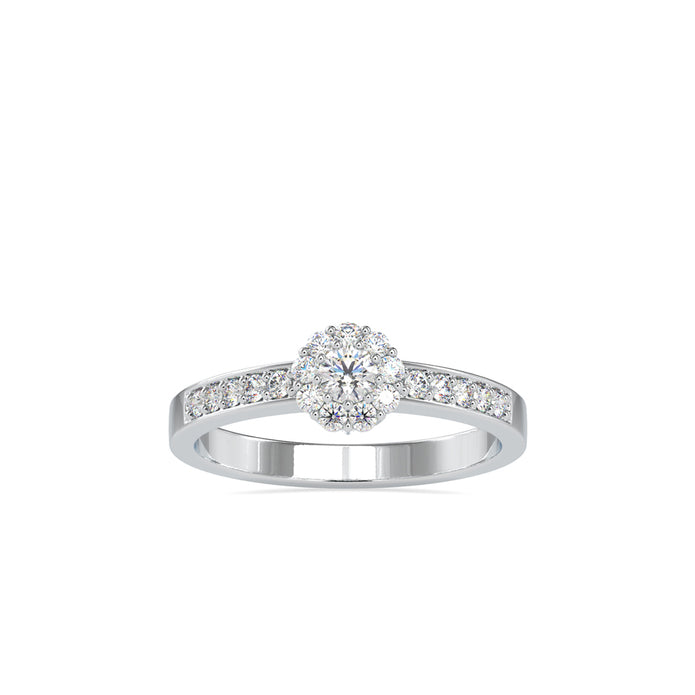 0.42Ct Round Cut Halo Lab Grown Diamond Gold Ring