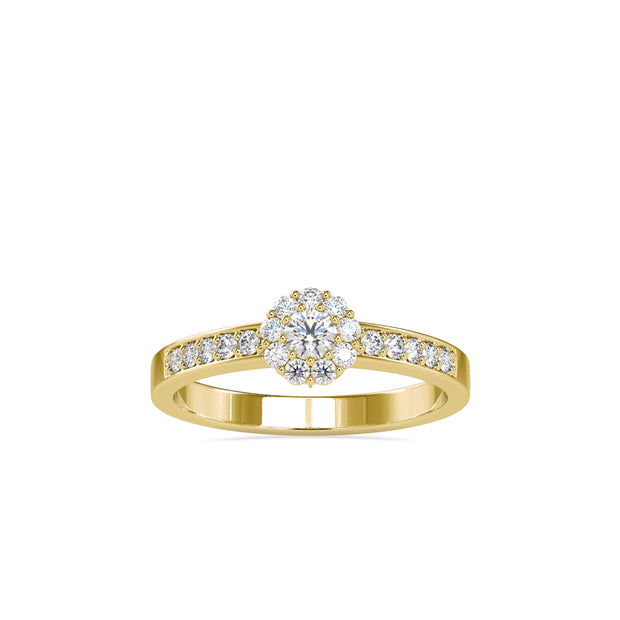 0.42Ct Round Cut Halo Lab Grown Diamond Gold Ring
