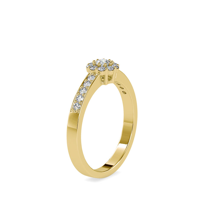 0.42Ct Round Cut Halo Lab Grown Diamond Gold Ring