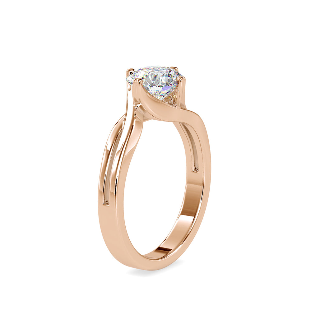 1.19Ct Round Cut Bypass Solitaire Lab Grown Diamond Gold Ring