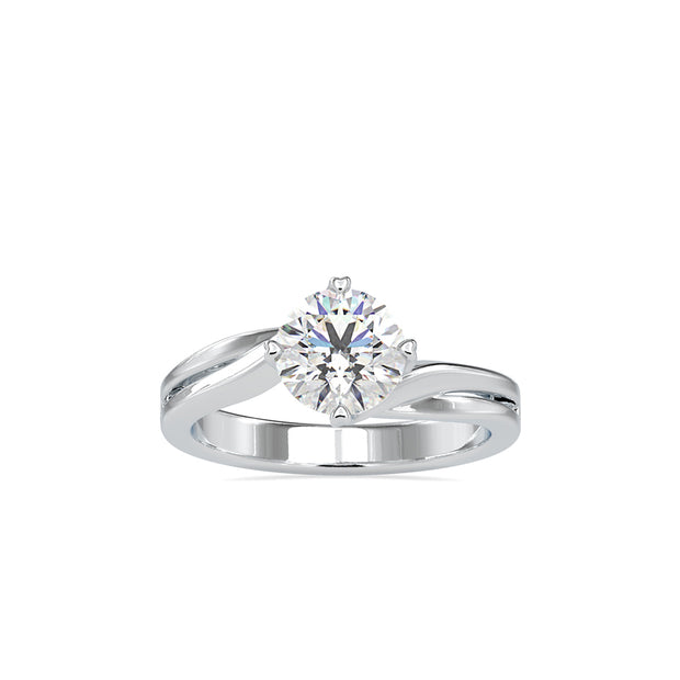 1.19Ct Round Cut Bypass Solitaire Lab Grown Diamond Gold Ring