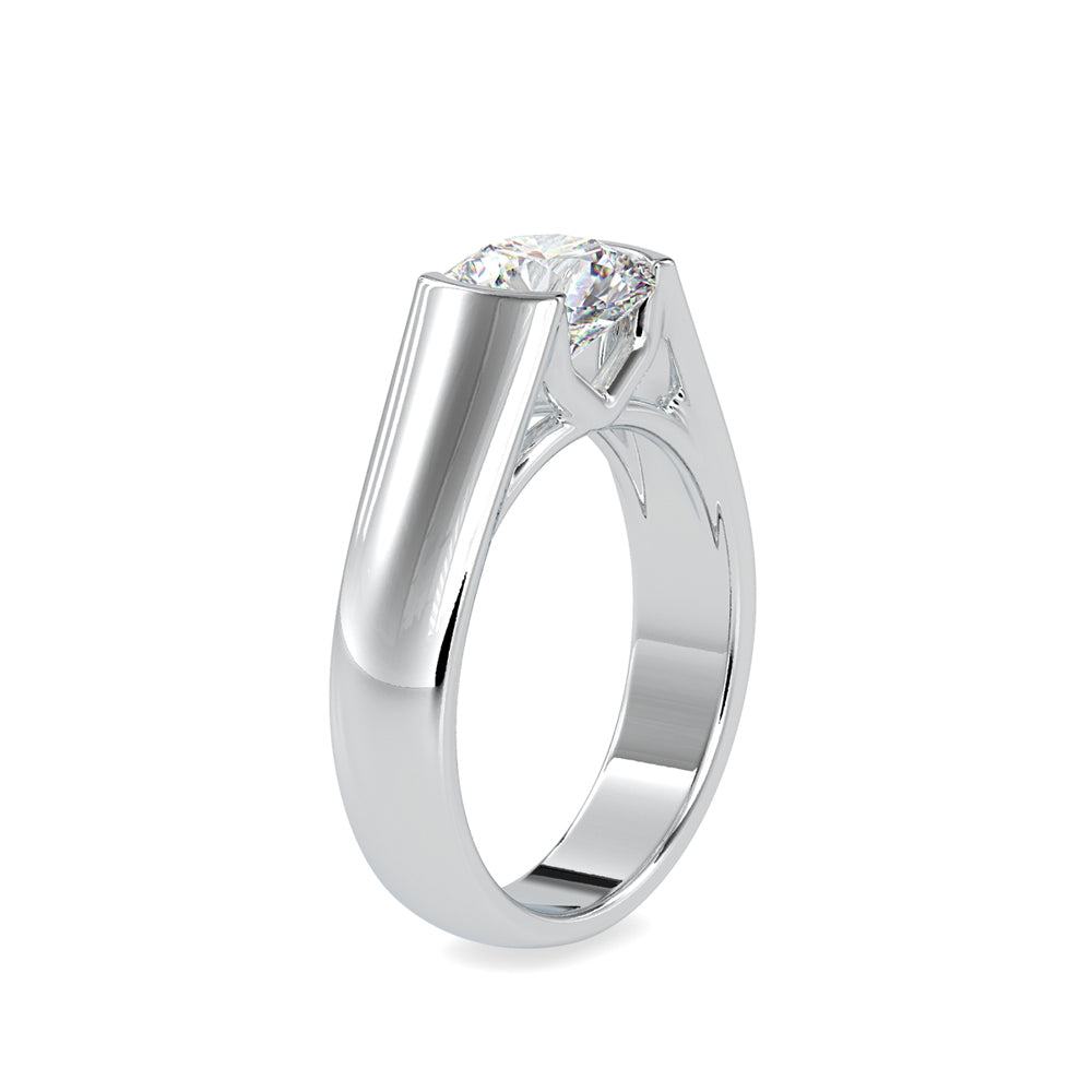 1.19Ct Round Cut Half Bezel Lab Grown Diamond Gold Ring