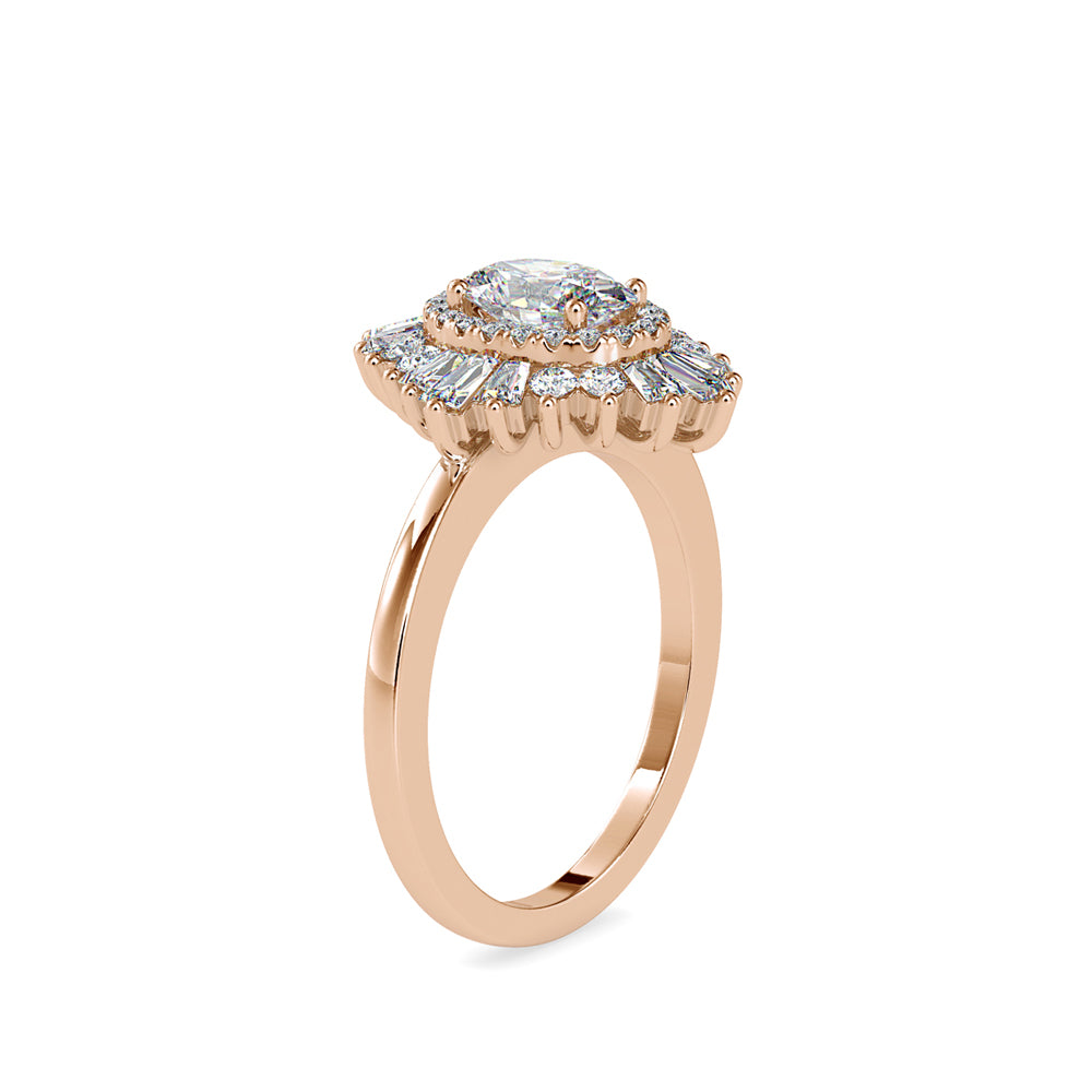 1.56Ct Oval Cut Halo Lab Grown Diamond Gold Ring