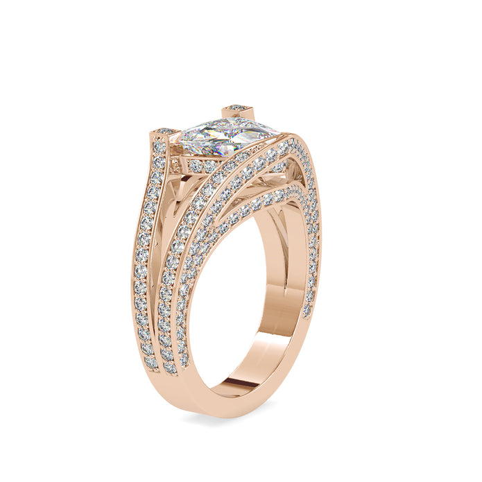 3.06Ct Trillion Cut Solitaire Lab Grown Diamond Gold Ring
