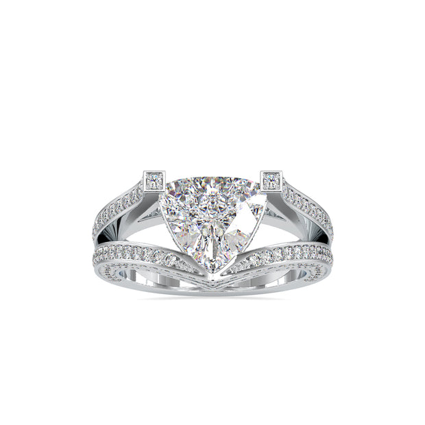 3.06Ct Trillion Cut Solitaire Lab Grown Diamond Gold Ring