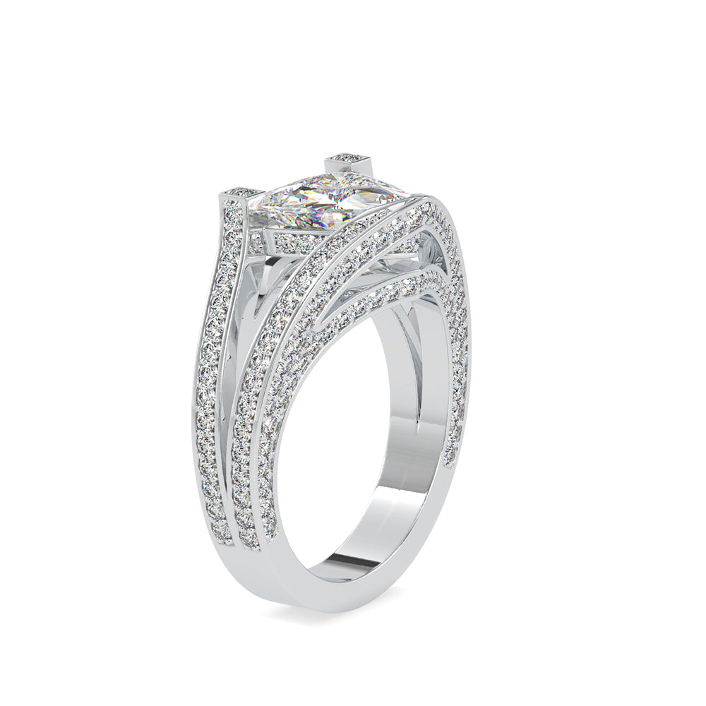 3.06Ct Trillion Cut Solitaire Lab Grown Diamond Gold Ring