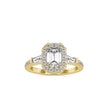 2.16Ct Emerald Cut Halo Lab Grown Diamond Gold Ring