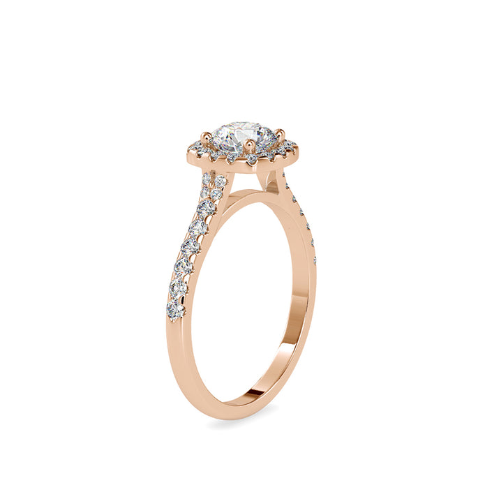 1.01Ct Round Cut Halo Lab Grown Diamond Gold Ring