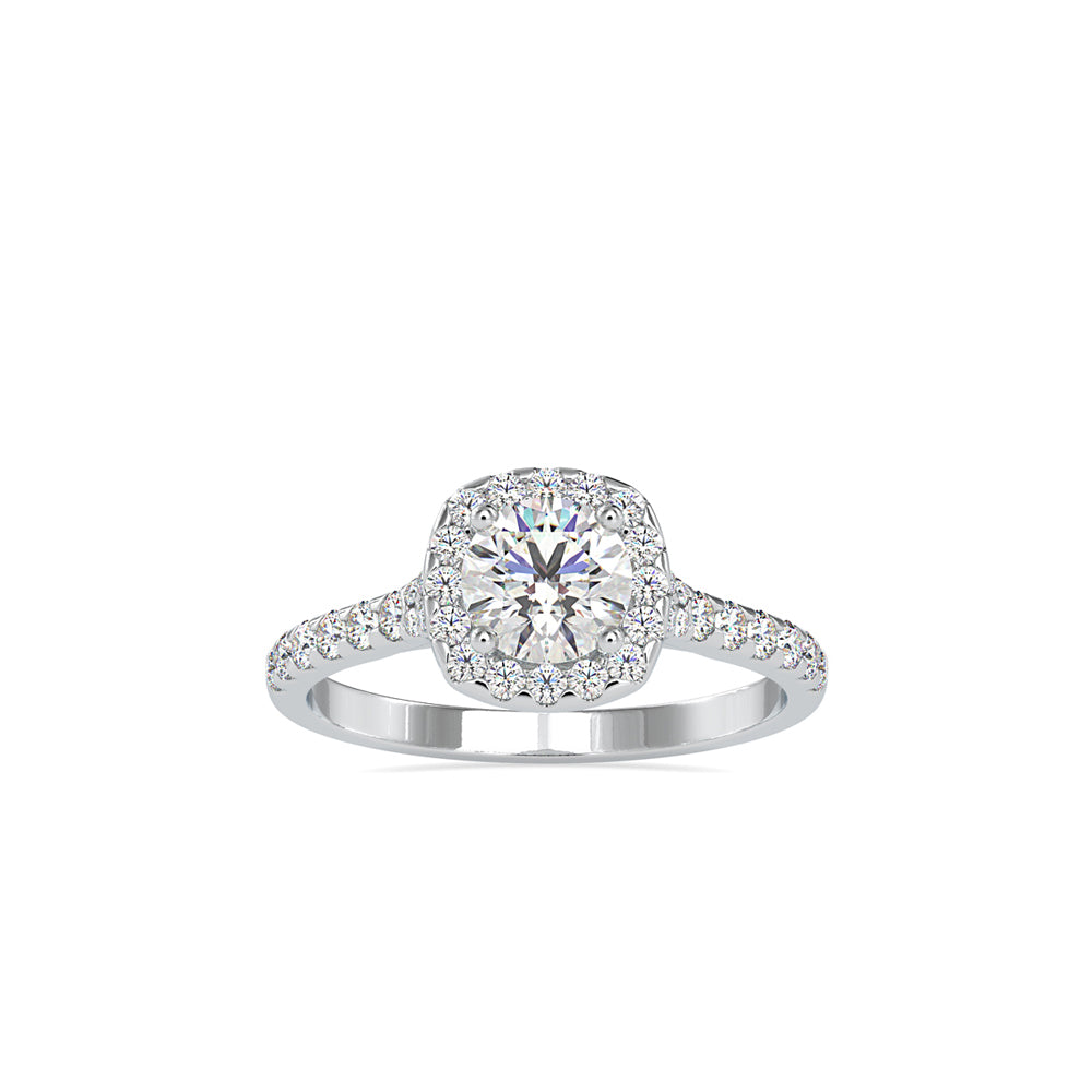 1.01Ct Round Cut Halo Lab Grown Diamond Gold Ring