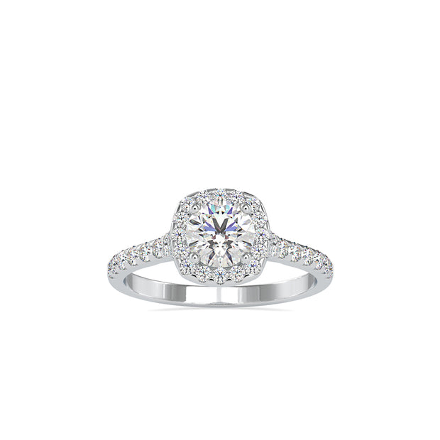 1.01Ct Round Cut Halo Lab Grown Diamond Gold Ring