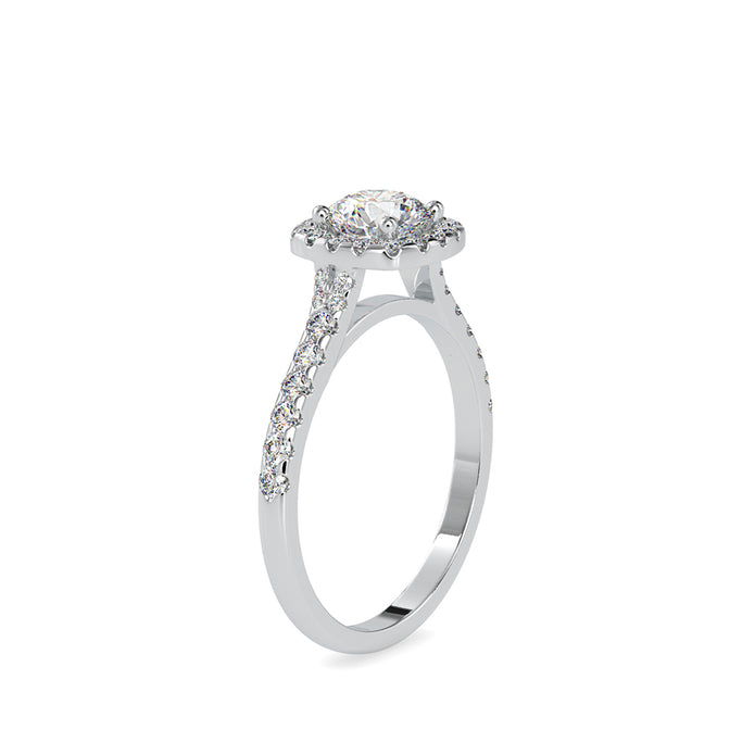 1.01Ct Round Cut Halo Lab Grown Diamond Gold Ring