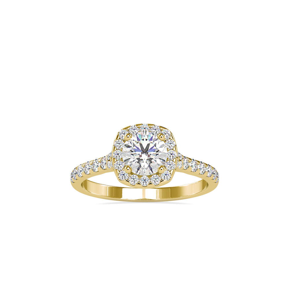 1.01Ct Round Cut Halo Lab Grown Diamond Gold Ring
