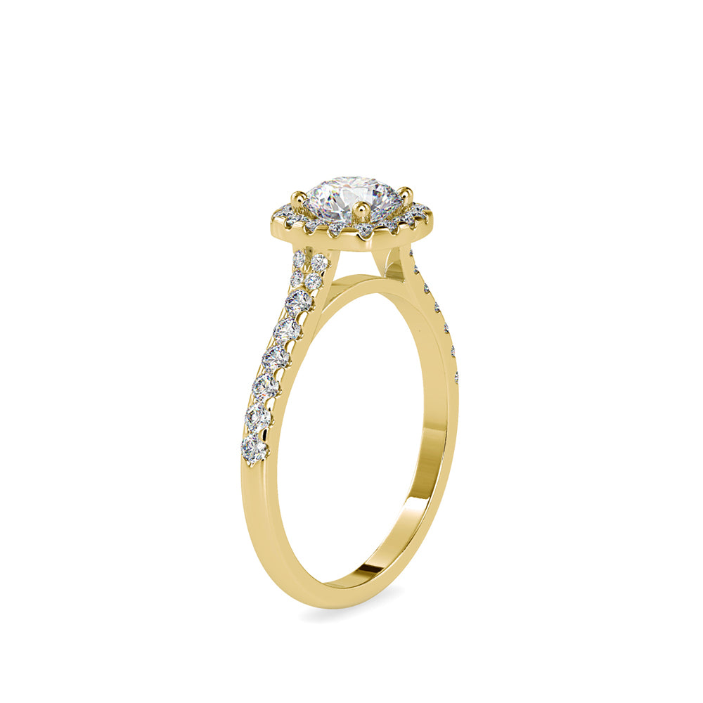 1.01Ct Round Cut Halo Lab Grown Diamond Gold Ring