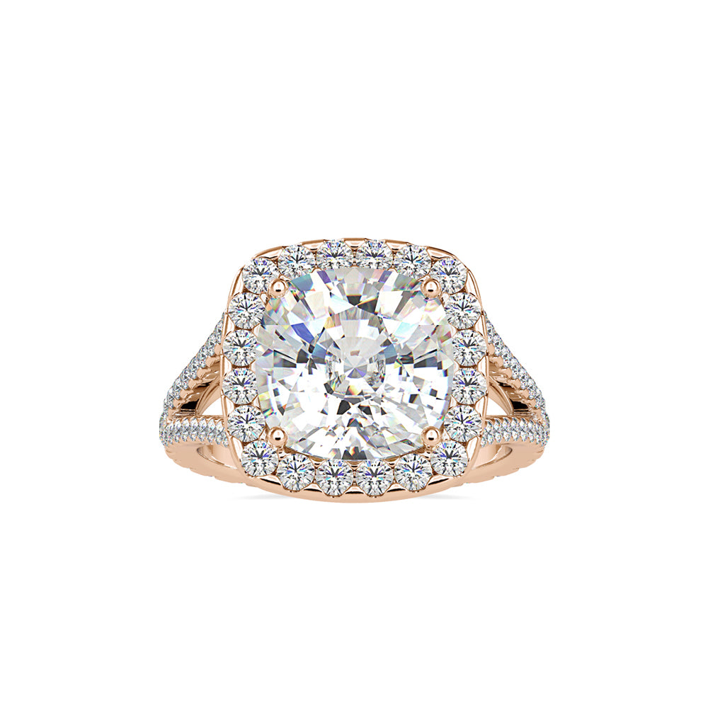 7.06Ct Cushion Cut Halo Lab Grown Diamond Gold Ring