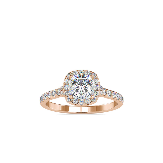 1.25Ct Cushion Cut Halo Lab Grown Diamond Gold Ring