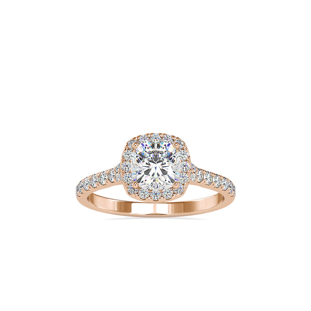 1.25Ct Cushion Cut Halo Lab Grown Diamond Gold Ring