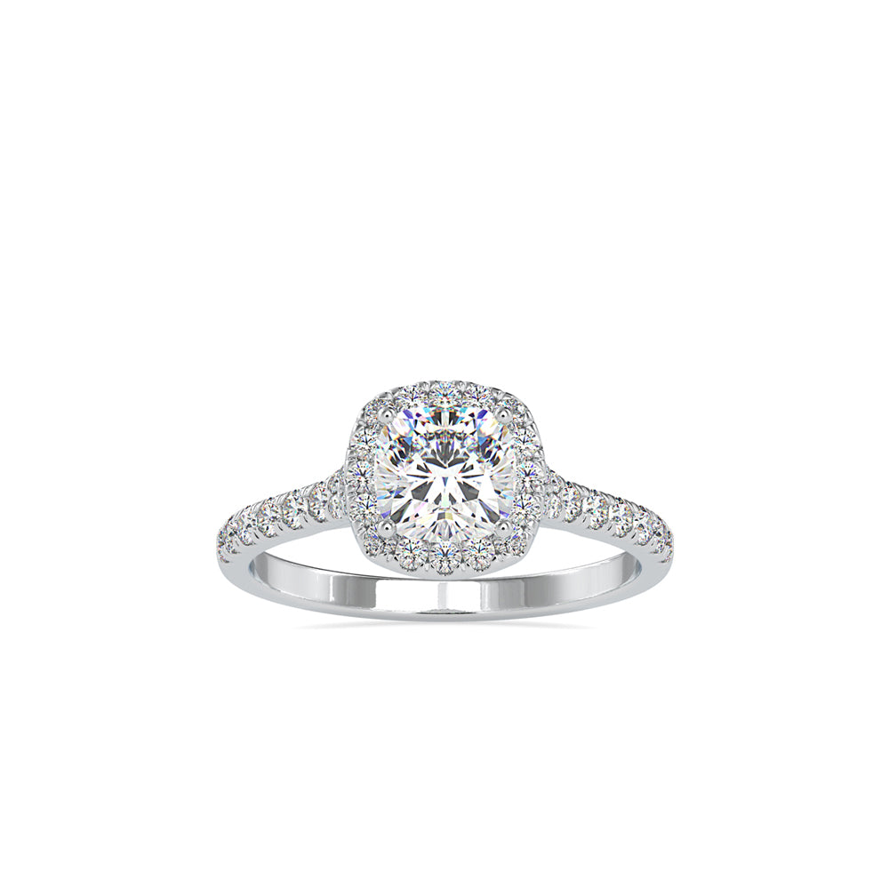 1.25Ct Cushion Cut Halo Lab Grown Diamond Gold Ring