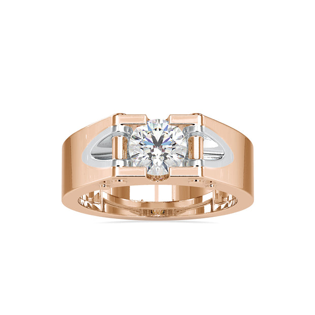 1.01Ct Round Cut Solitaire Semi Bezel Lab Grown Diamond Gold Ring