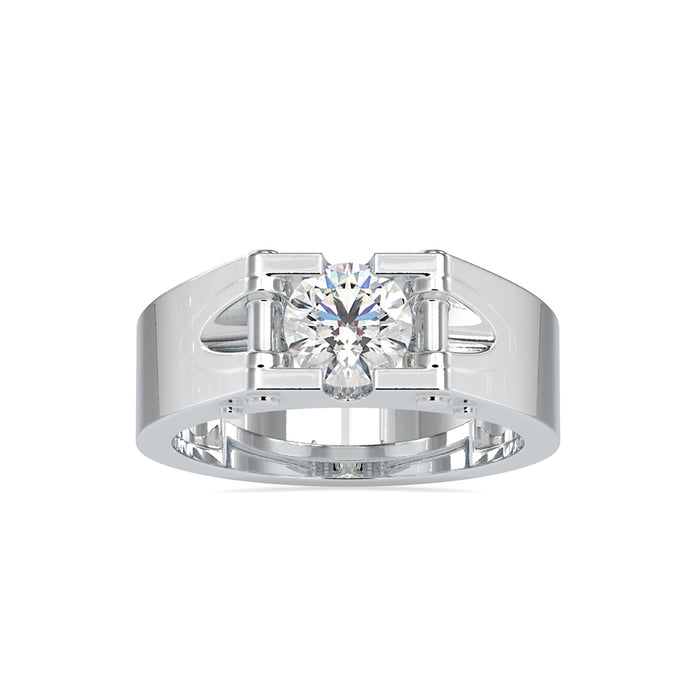 1.01Ct Round Cut Solitaire Semi Bezel Lab Grown Diamond Gold Ring