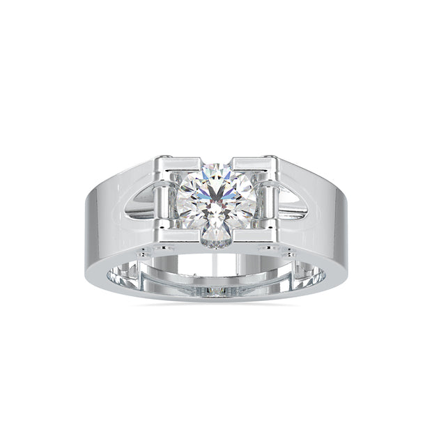 1.01Ct Round Cut Solitaire Semi Bezel Lab Grown Diamond Gold Ring