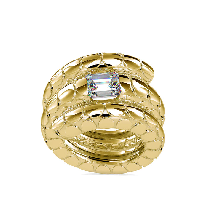 2.09Ct Emerald Cut Flush Set Lab Grown Diamond Gold Ring