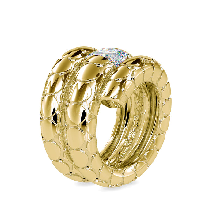 2.09Ct Emerald Cut Flush Set Lab Grown Diamond Gold Ring