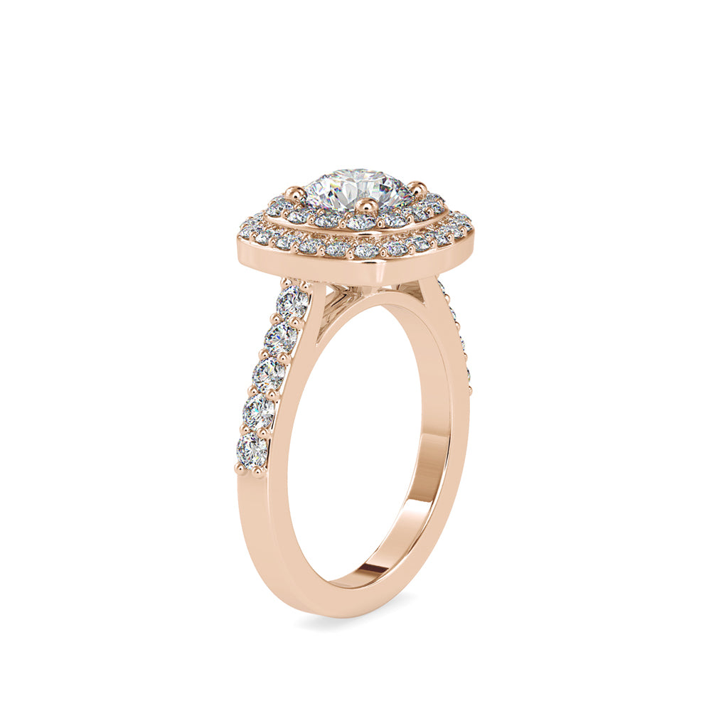 2.06Ct Round Cut Double Halo Lab Grown Diamond Gold Ring