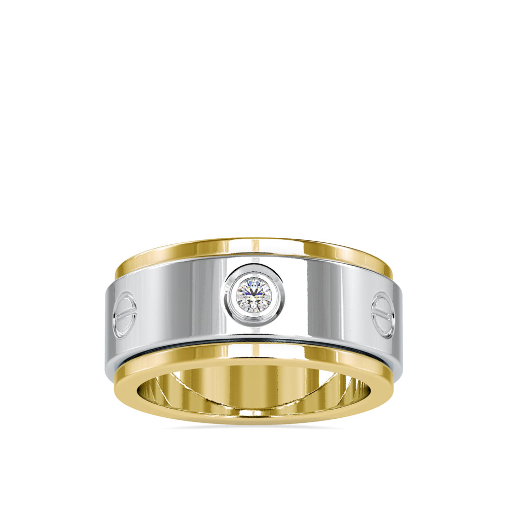 0.10Ct Round Cut Bezel Lab Grown Diamond Gold Ring