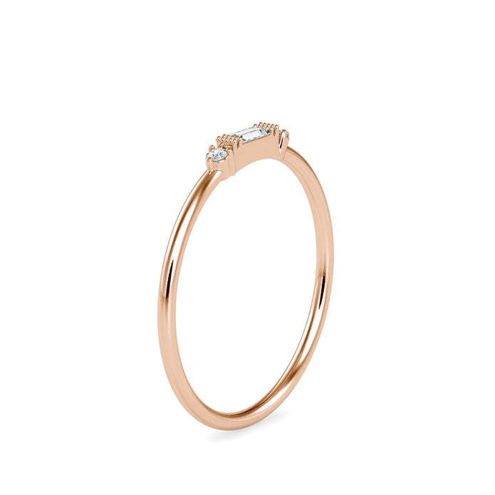 0.07Ct Baguette Cut Three Stone Lab-Grown Diamond Gold Ring