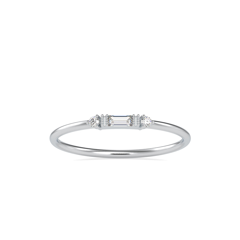 0.07Ct Baguette Cut Three Stone Lab-Grown Diamond Gold Ring