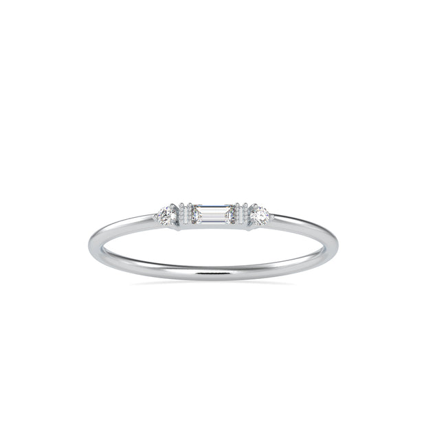 0.07Ct Baguette Cut Three Stone Lab-Grown Diamond Gold Ring