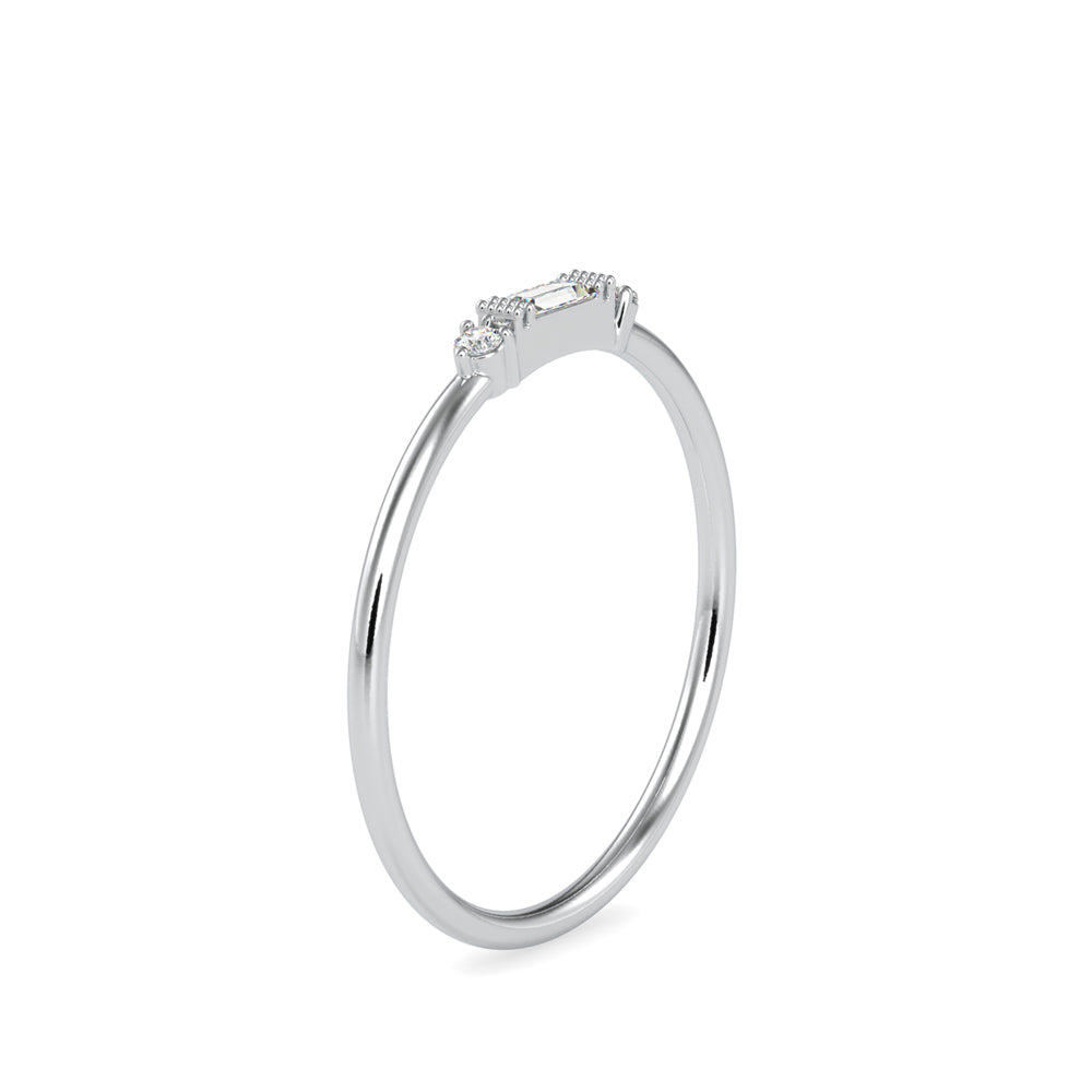 0.07Ct Baguette Cut Three Stone Lab-Grown Diamond Gold Ring