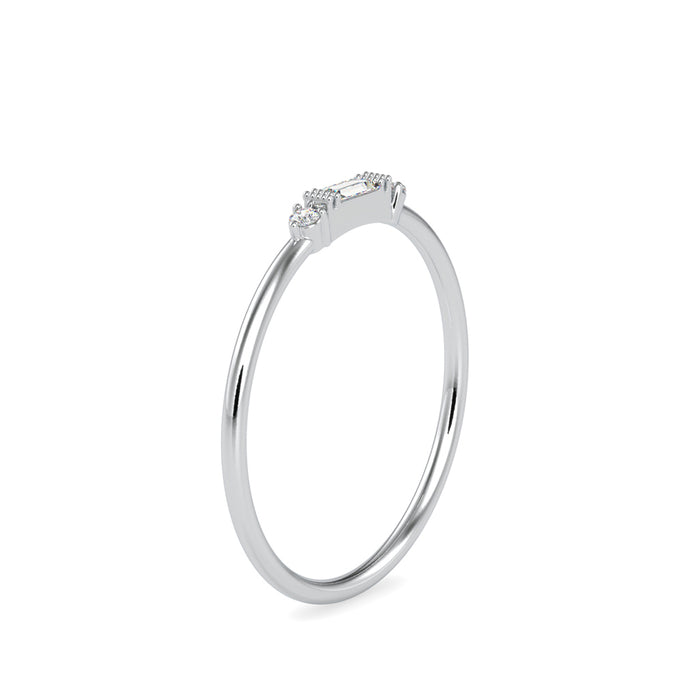 0.07Ct Baguette Cut Three Stone Lab-Grown Diamond Gold Ring