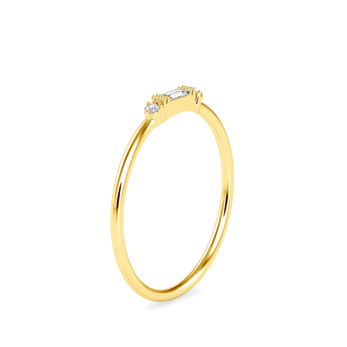 0.07Ct Baguette Cut Three Stone Lab-Grown Diamond Gold Ring