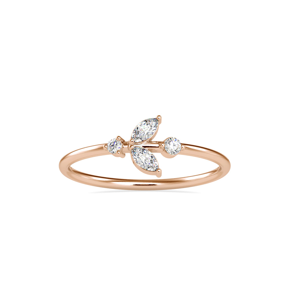0.15Ct Leaf Motif Lab-Grown Diamond Gold Ring