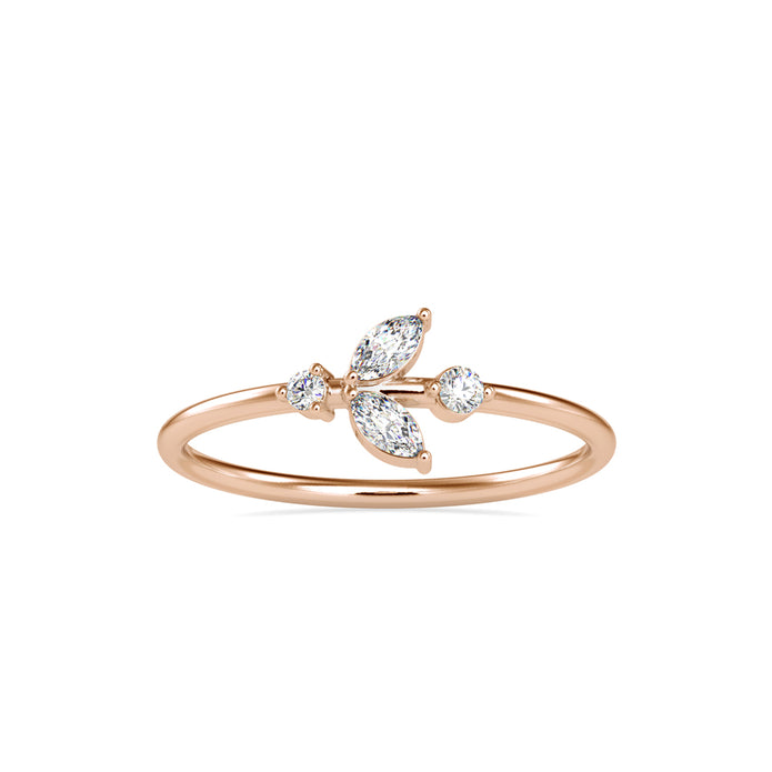 0.15Ct Leaf Motif Lab-Grown Diamond Gold Ring