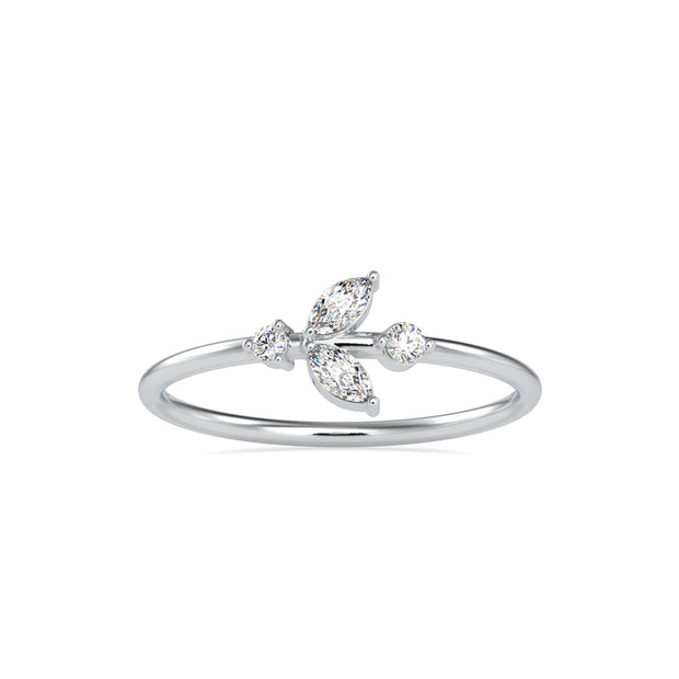 0.15Ct Leaf Motif Lab-Grown Diamond Gold Ring