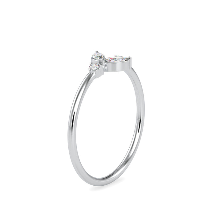 0.15Ct Leaf Motif Lab-Grown Diamond Gold Ring