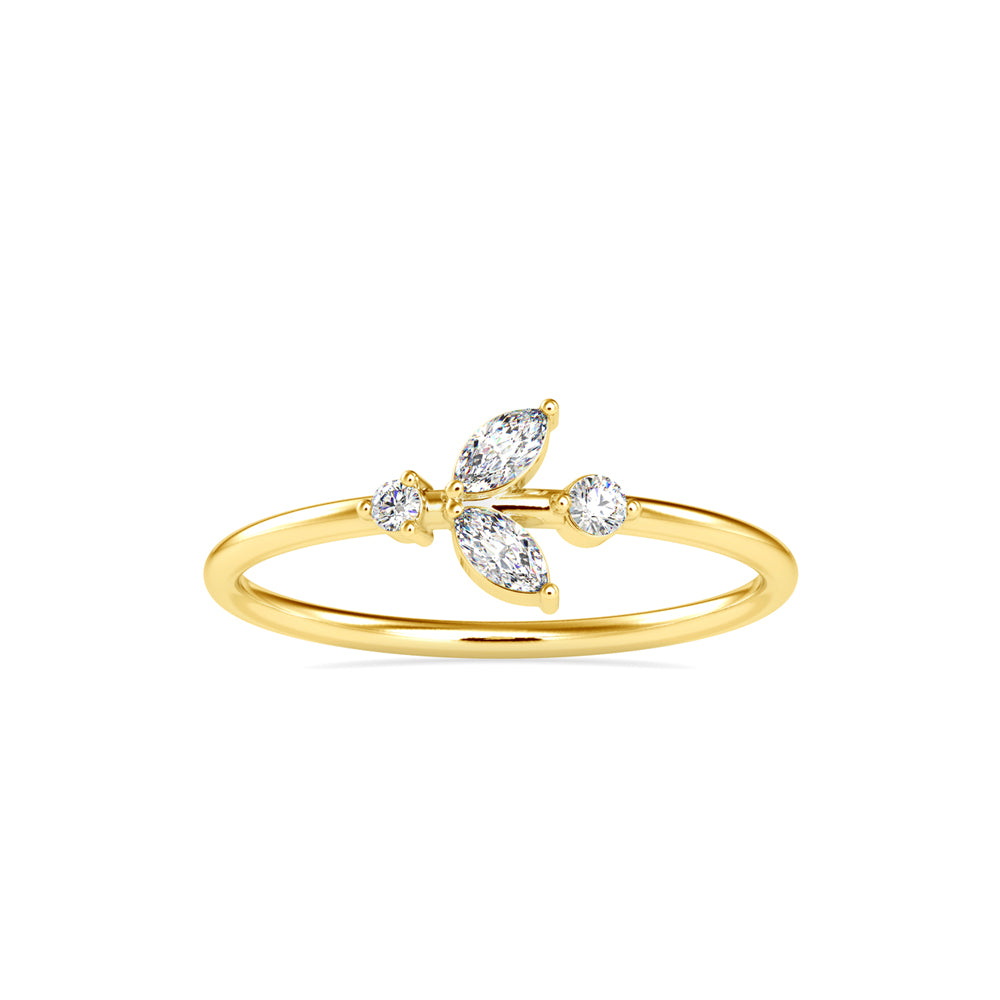 0.15Ct Leaf Motif Lab-Grown Diamond Gold Ring