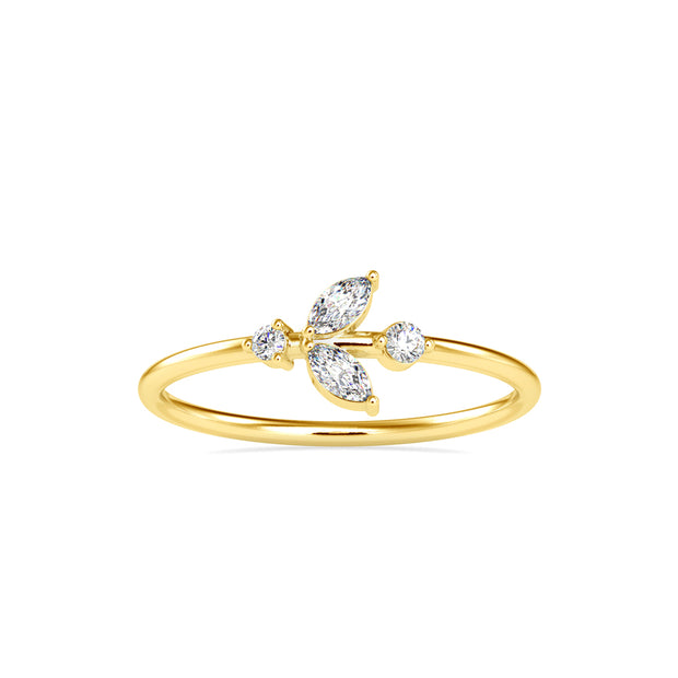 0.15Ct Leaf Motif Lab-Grown Diamond Gold Ring
