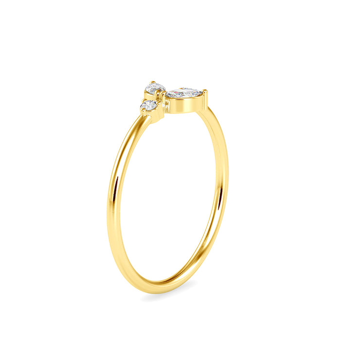 0.15Ct Leaf Motif Lab-Grown Diamond Gold Ring