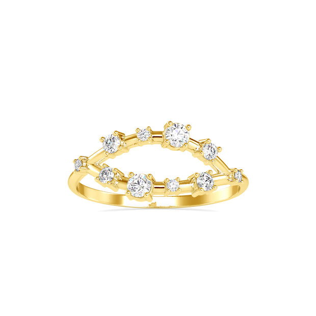 0.25Ct Leaf Style Lab-Grown Diamond Gold Ring