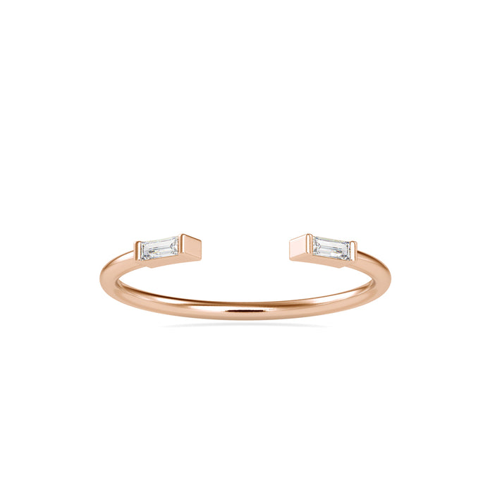 0.06Ct Open Baguette Cut Two Stone Lab-Grown Diamond Gold Ring